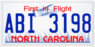NC license plate ABI3198