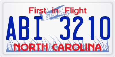 NC license plate ABI3210