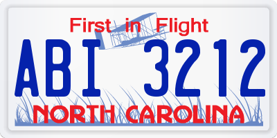 NC license plate ABI3212