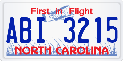 NC license plate ABI3215