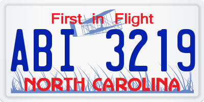 NC license plate ABI3219