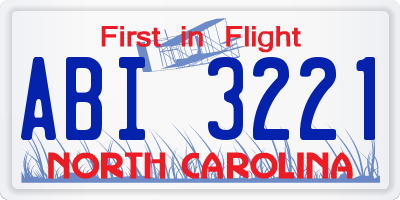 NC license plate ABI3221
