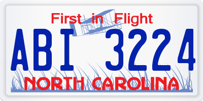 NC license plate ABI3224