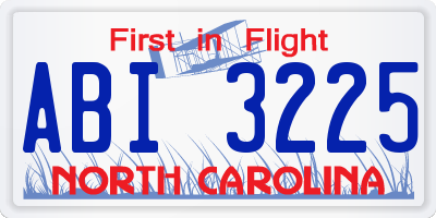 NC license plate ABI3225