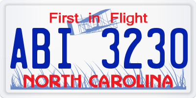 NC license plate ABI3230