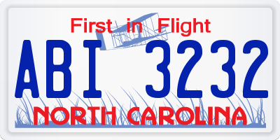 NC license plate ABI3232