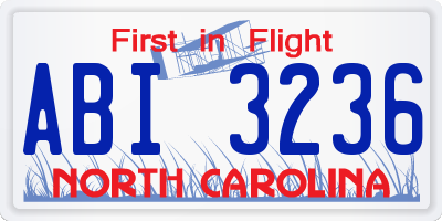 NC license plate ABI3236