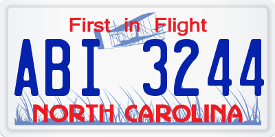 NC license plate ABI3244
