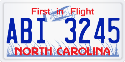NC license plate ABI3245