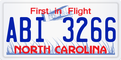 NC license plate ABI3266