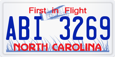 NC license plate ABI3269
