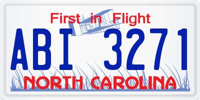 NC license plate ABI3271