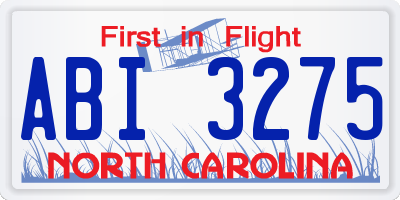 NC license plate ABI3275