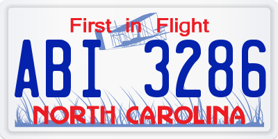 NC license plate ABI3286