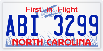 NC license plate ABI3299