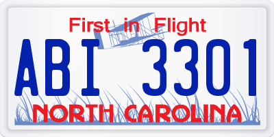 NC license plate ABI3301