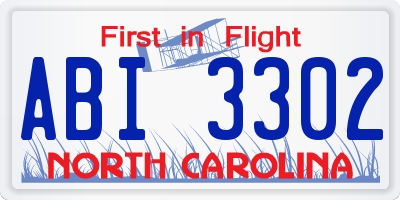 NC license plate ABI3302