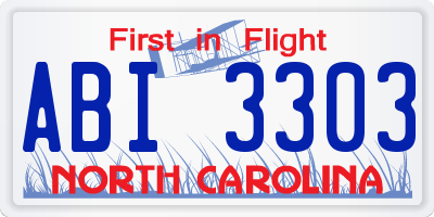 NC license plate ABI3303
