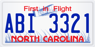 NC license plate ABI3321