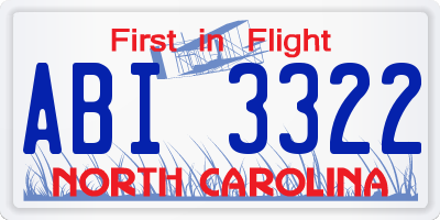 NC license plate ABI3322