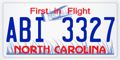 NC license plate ABI3327