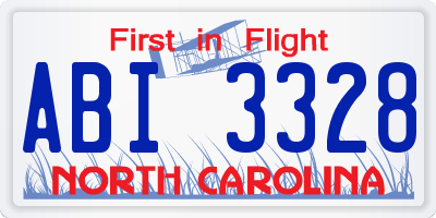 NC license plate ABI3328