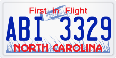 NC license plate ABI3329