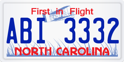 NC license plate ABI3332