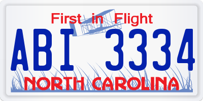 NC license plate ABI3334