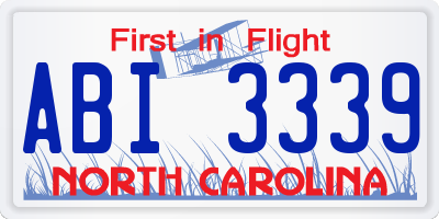 NC license plate ABI3339