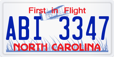 NC license plate ABI3347