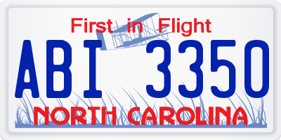 NC license plate ABI3350