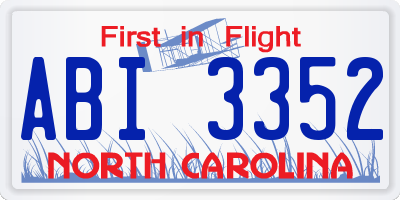NC license plate ABI3352