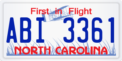 NC license plate ABI3361