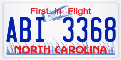 NC license plate ABI3368