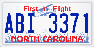 NC license plate ABI3371
