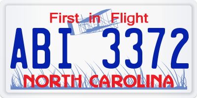 NC license plate ABI3372