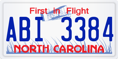 NC license plate ABI3384