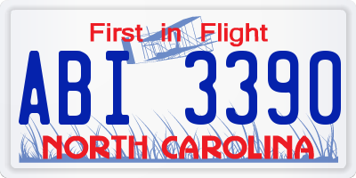NC license plate ABI3390