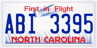 NC license plate ABI3395