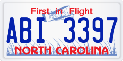 NC license plate ABI3397
