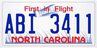 NC license plate ABI3411
