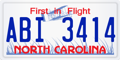 NC license plate ABI3414