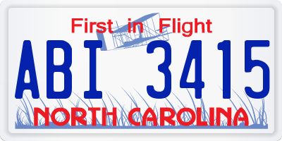 NC license plate ABI3415