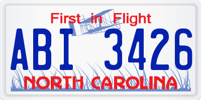 NC license plate ABI3426
