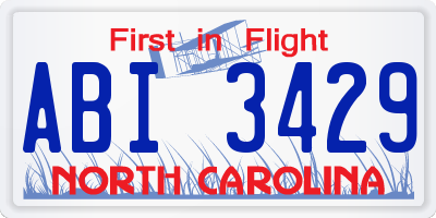 NC license plate ABI3429