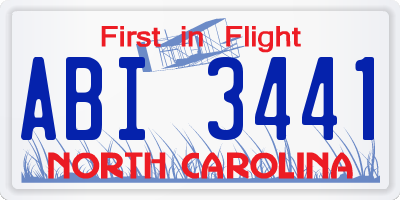 NC license plate ABI3441