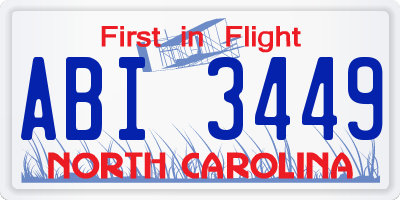 NC license plate ABI3449