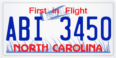 NC license plate ABI3450