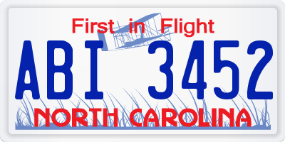 NC license plate ABI3452